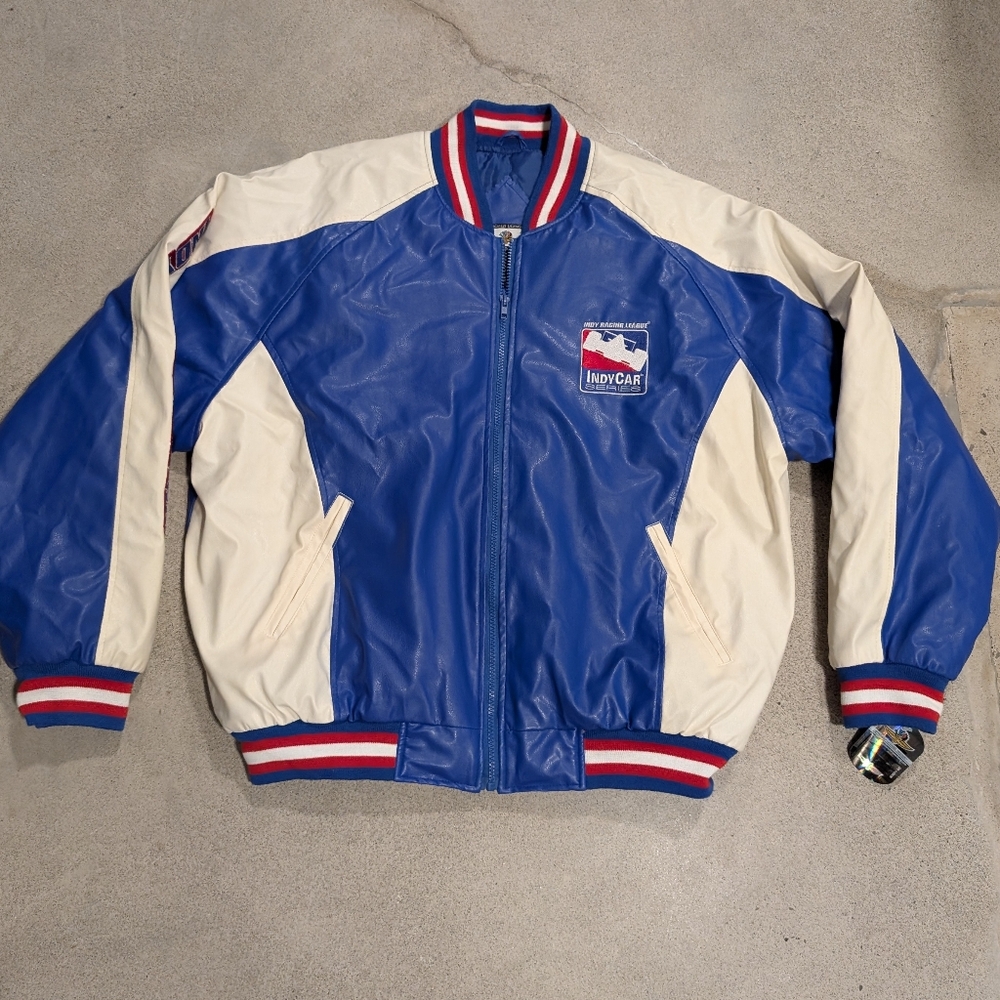 IndyCar Blue and Cream Bomber Jacket